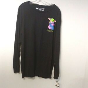 NWT Neff Black Baby Yoda Long Sleeve Shirt, SZ XL